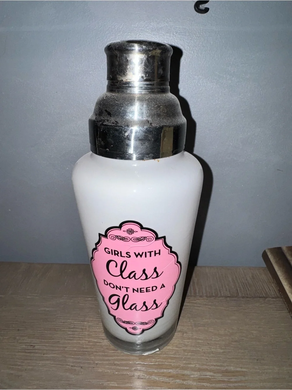 Fun White & Pink Cocktail Shaker girls with class don’t need a glass gift